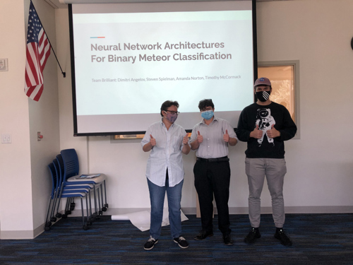 Team Brilliant. Left-to-right: Amanda Norton, Steven Spielman, Dimitri Angelov. Fourth member Tim McCormack presented virtually.