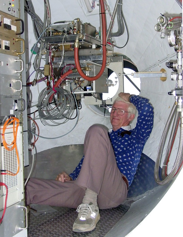 Jack Welch inside a dish at the Berkeley-Illinois-Maryland Array. Credit: Jill Tarter.